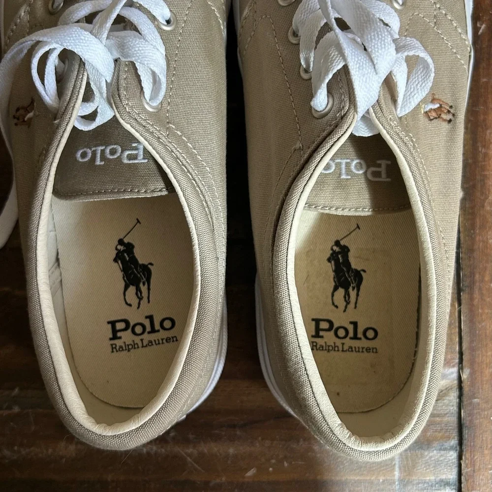 Polo Ralph Lauren Shoes Mens‎ Size 7 Khaki Faxon X Canvas Casual Low Top Lace Up